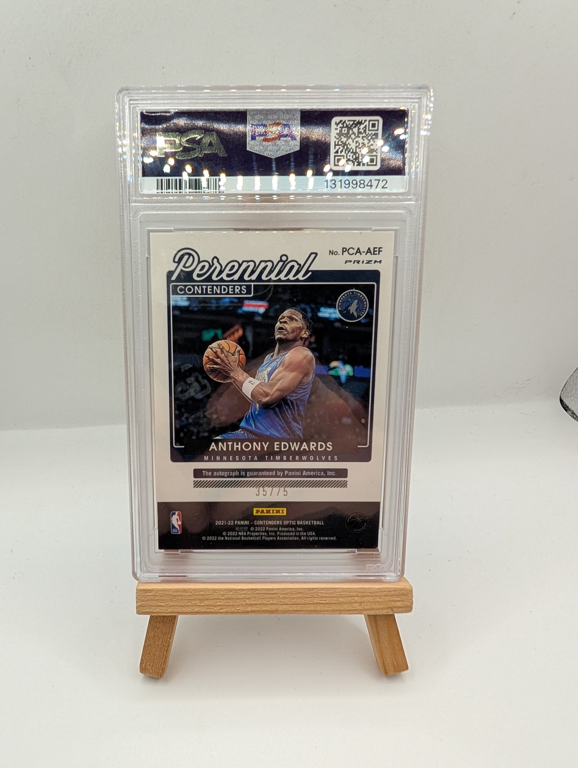 2021-22 Contenders Optic Perennial Contenders Autograph Blue Anthony Edwards /75 PSA 8 FRENLY BRICKS - Open 7 Days