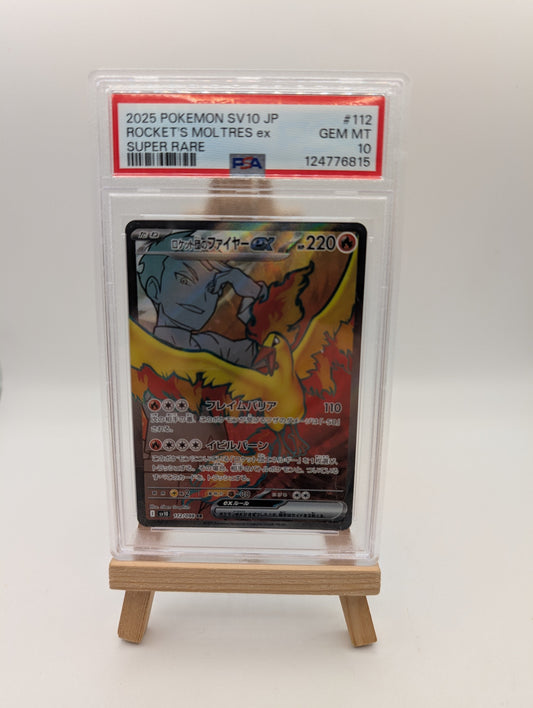 TEAM ROCKET's MOLTRES PSA 10 EX 112/098 SV10 GLORY OF TEAM ROCKET POKEMON JAP FRENLY BRICKS - Open 7 Days