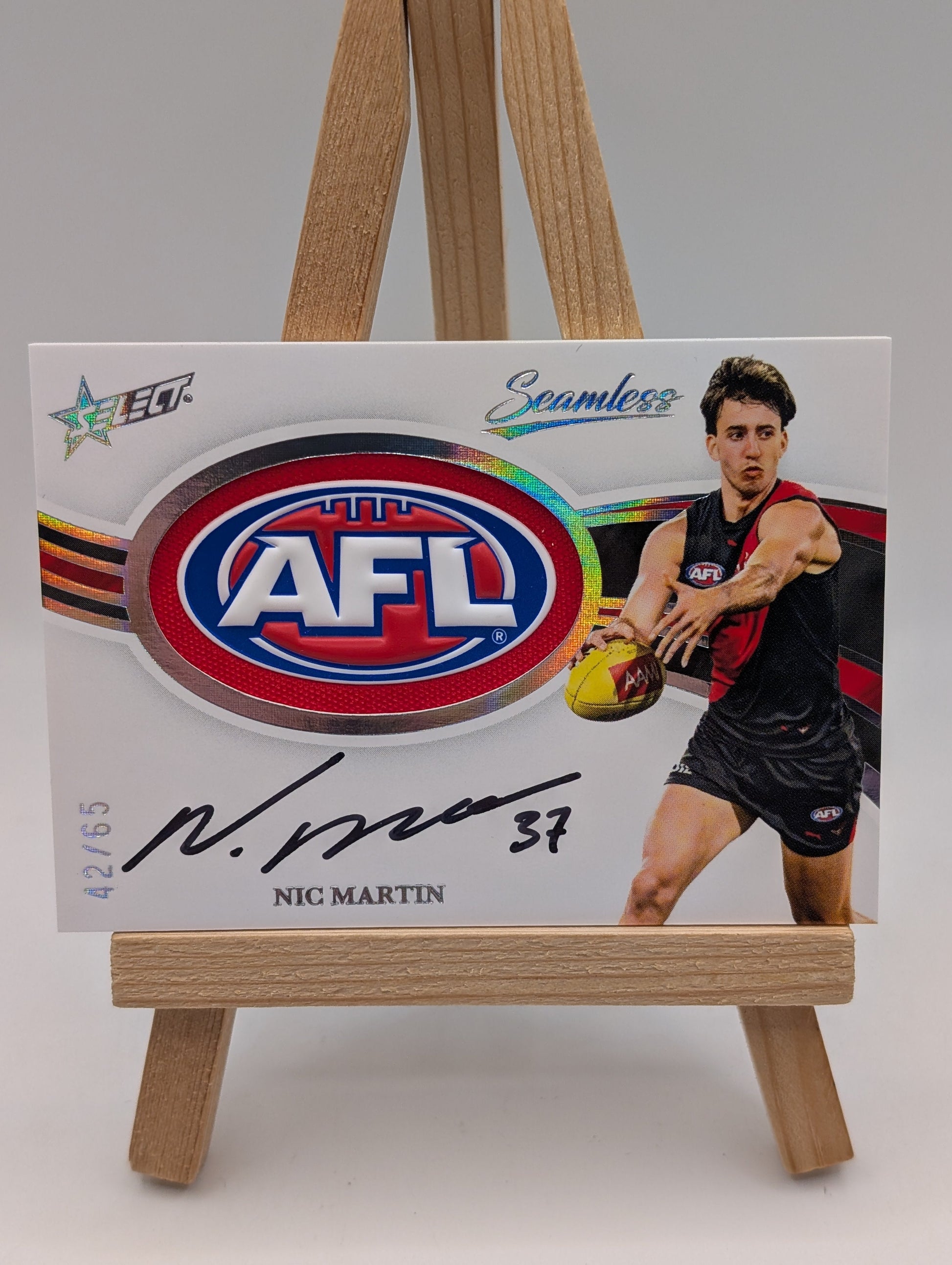 2025 AFL Select Seamless Badge Signature Nic Martin /65 Essendon Bombers FRENLY BRICKS - Open 7 Days