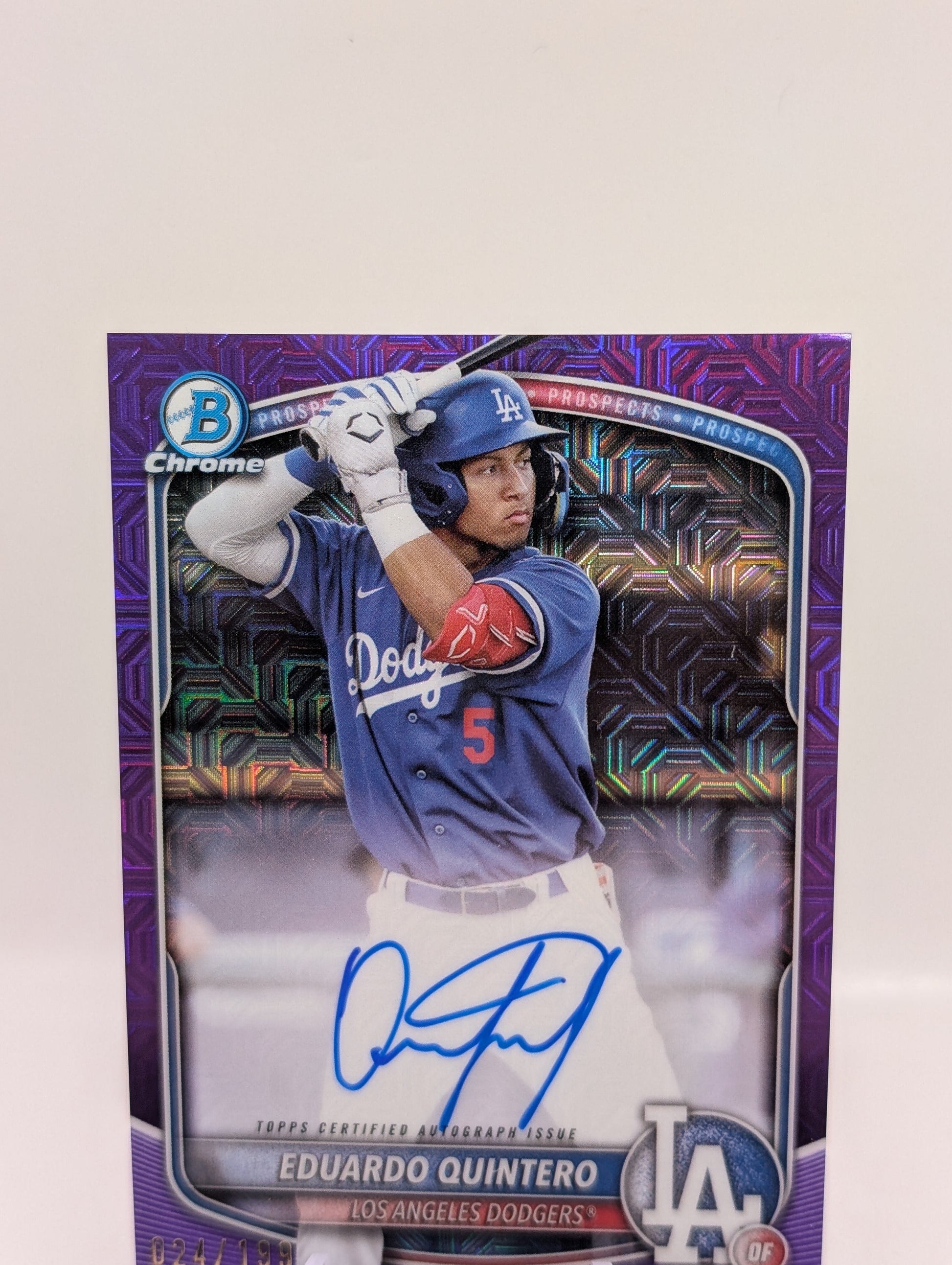 2025 Bowman Chrome Eduardo Quintero Purple Mojo Auto /199 Dodgers FRENLY BRICKS - Open 7 Days