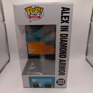 Funko Pop!  Minecraft - Alex In Diamond Armor # 323 2018 vaulted FRENLY BRICKS - Open 7 Days