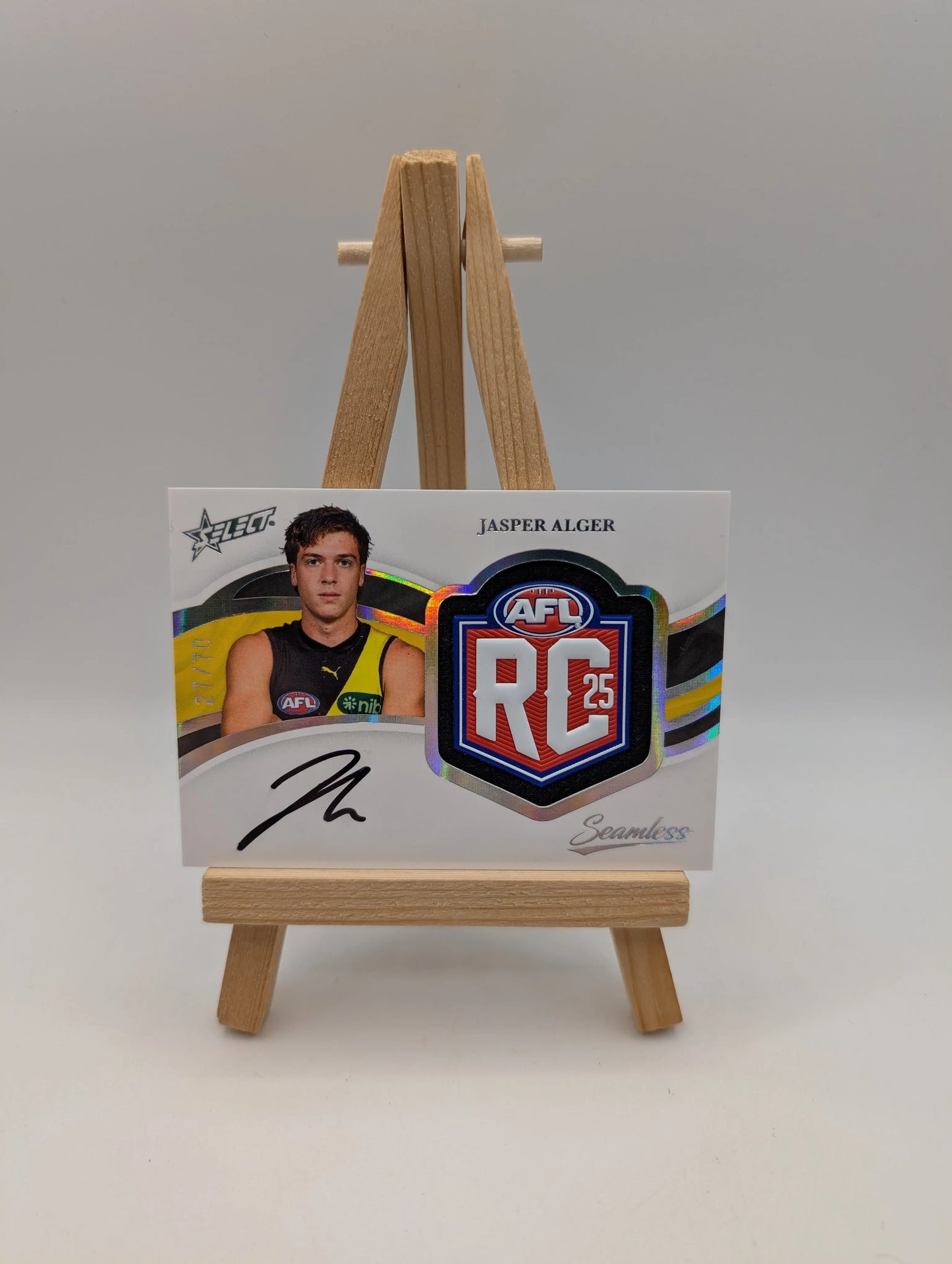 2025 Select Seamless Rookie Patch Signature JASPER ALGER /70 Richmond Tigers FRENLY BRICKS - Open 7 Days