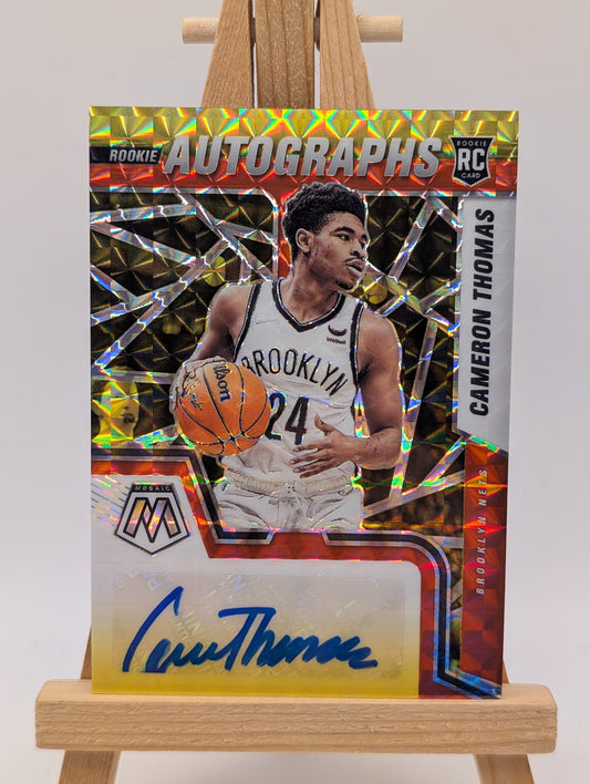 2021-22 Panini Mosaic Autos Choice Red & Yellow Fusion CAMERON THOMAS