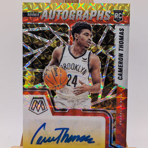 2021-22 Panini Mosaic Autos Choice Red & Yellow Fusion CAMERON THOMAS