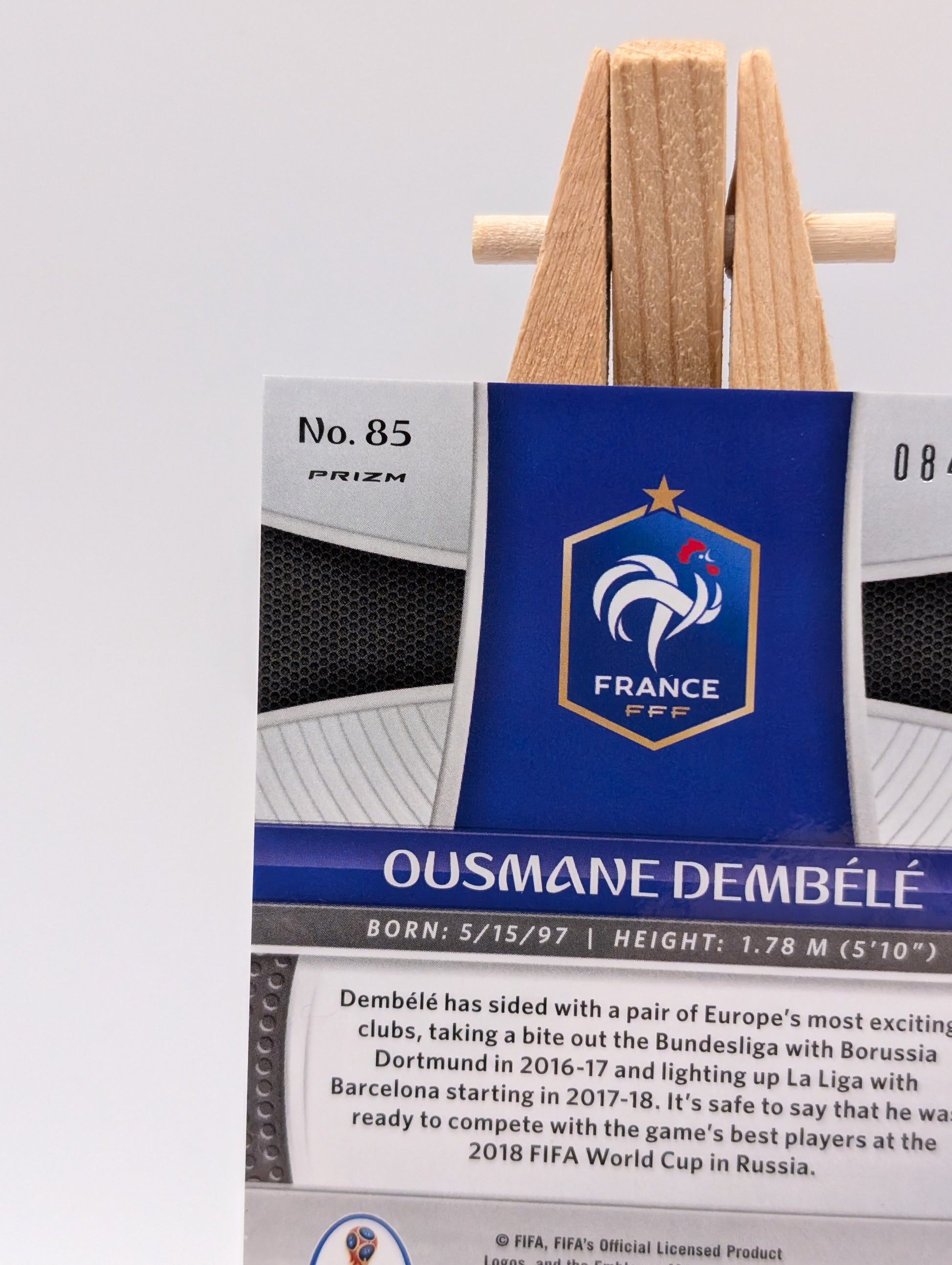 2018 Panini Prizm World Cup #85 Ousmane Dembele Light Blue Lazer #/125 France