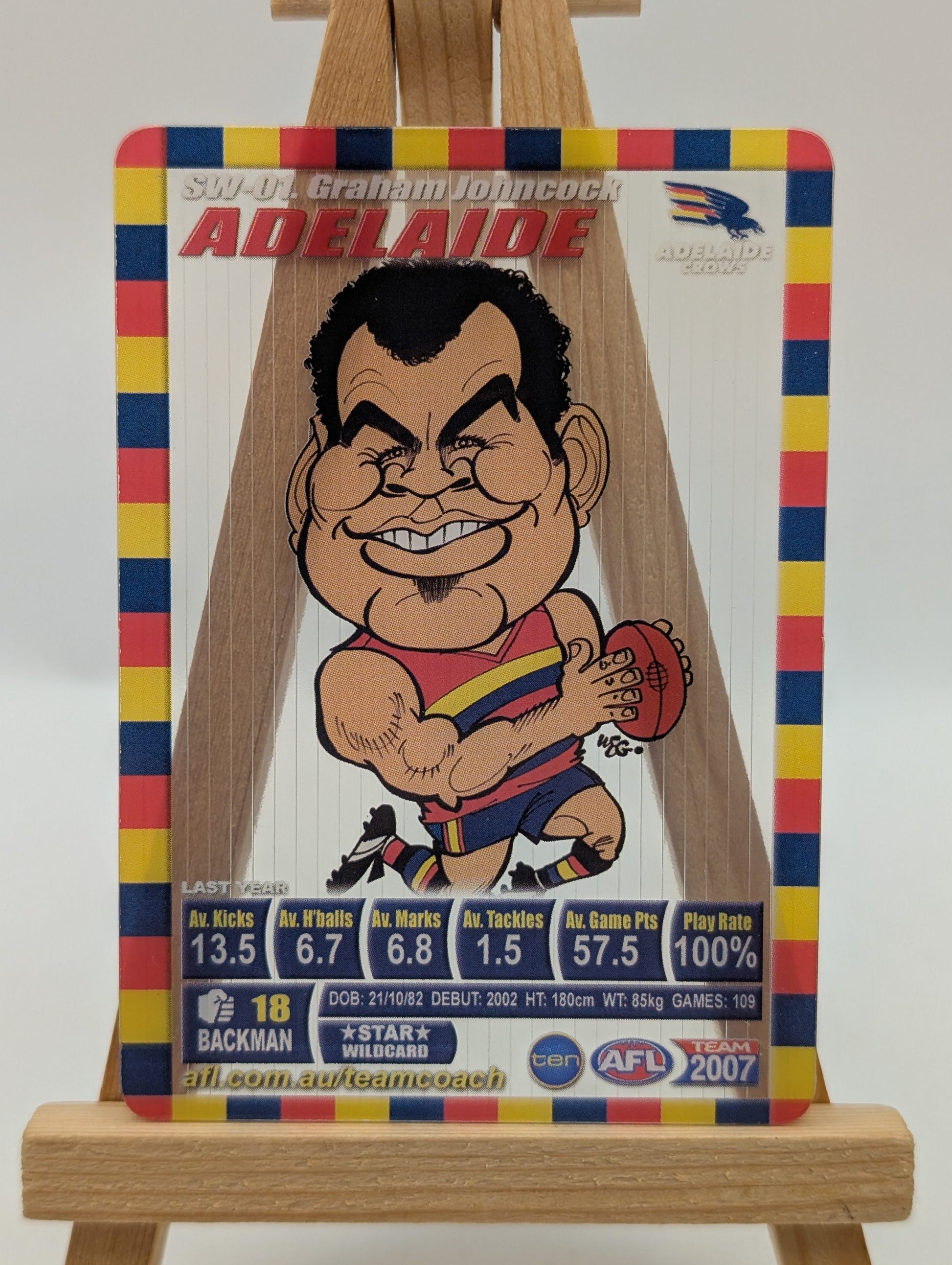 2007 AFL Teamcoach Trading Card Star Wild Card SW1 Graham Johncock (Adelaide) FRENLY BRICKS - Open 7 Days image 2