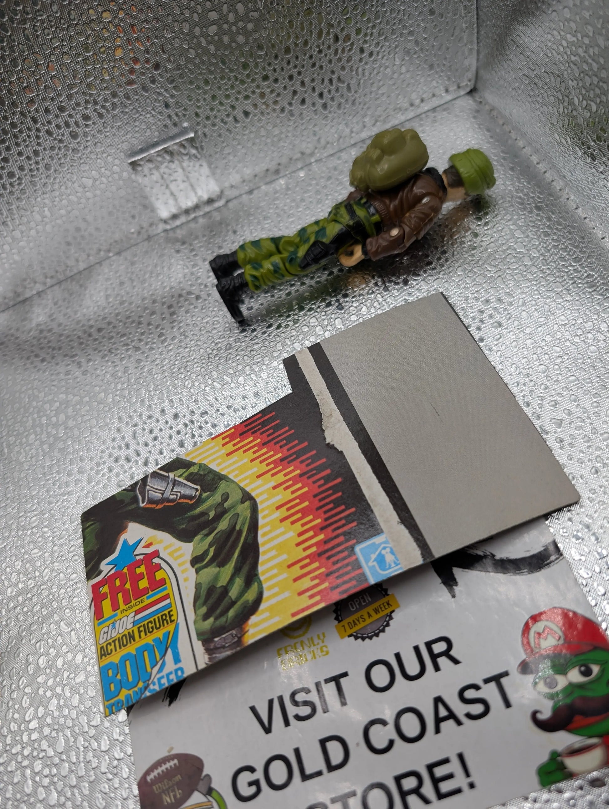 1986 G.I. Joe General Hawk with card FRENLY BRICKS - Open 7 Days