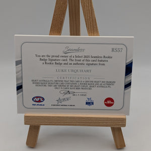 2025 AFL Select Seemless Rookie Badge Auto Luke Urquhart North Melbourne RC /70 FRENLY BRICKS - Open 7 Days