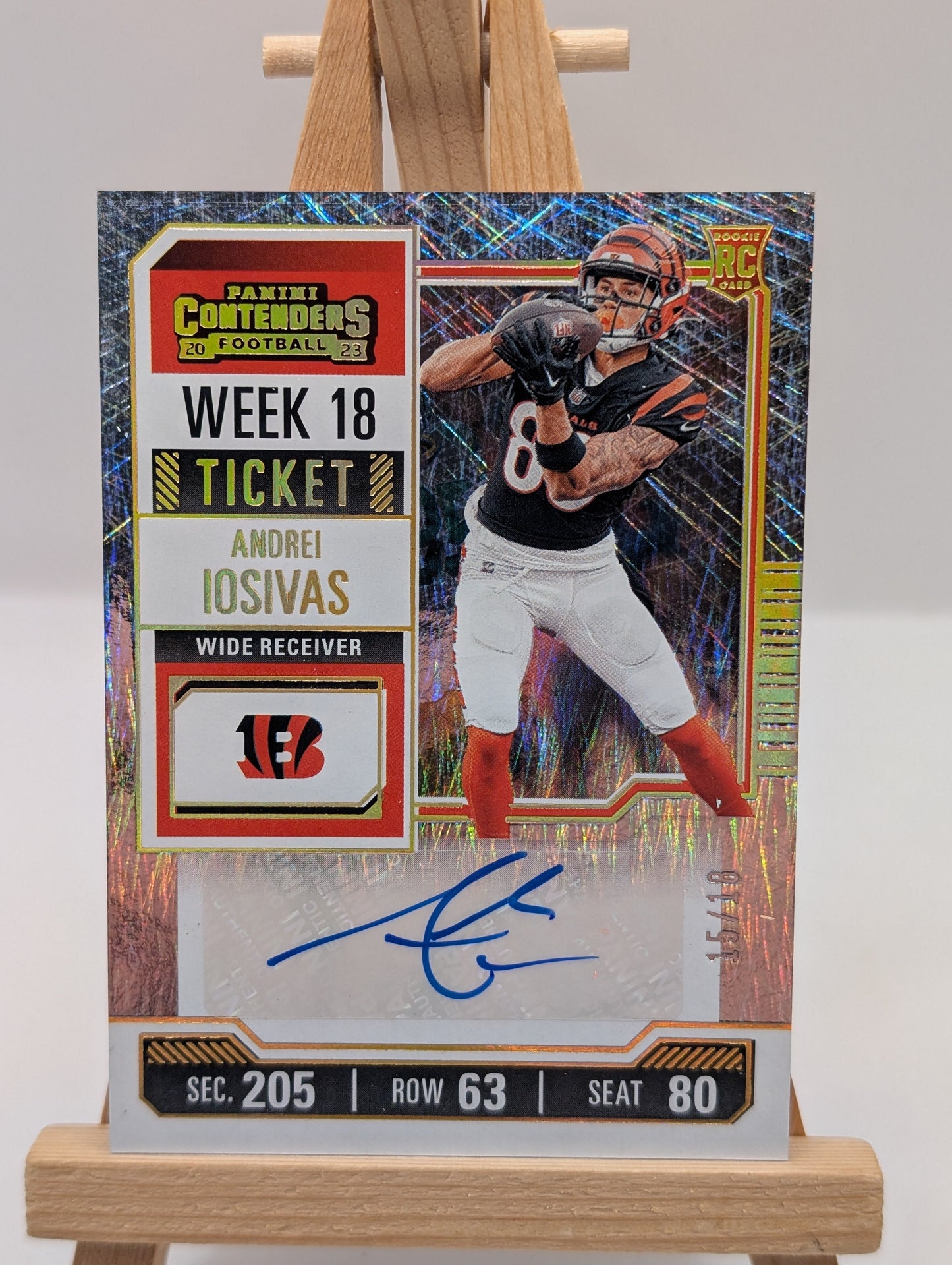 2023 Panini Contenders - Rookie Ticket Andrei Iosivas #217 (AU, RC) /18 FRENLY BRICKS - Open 7 Days