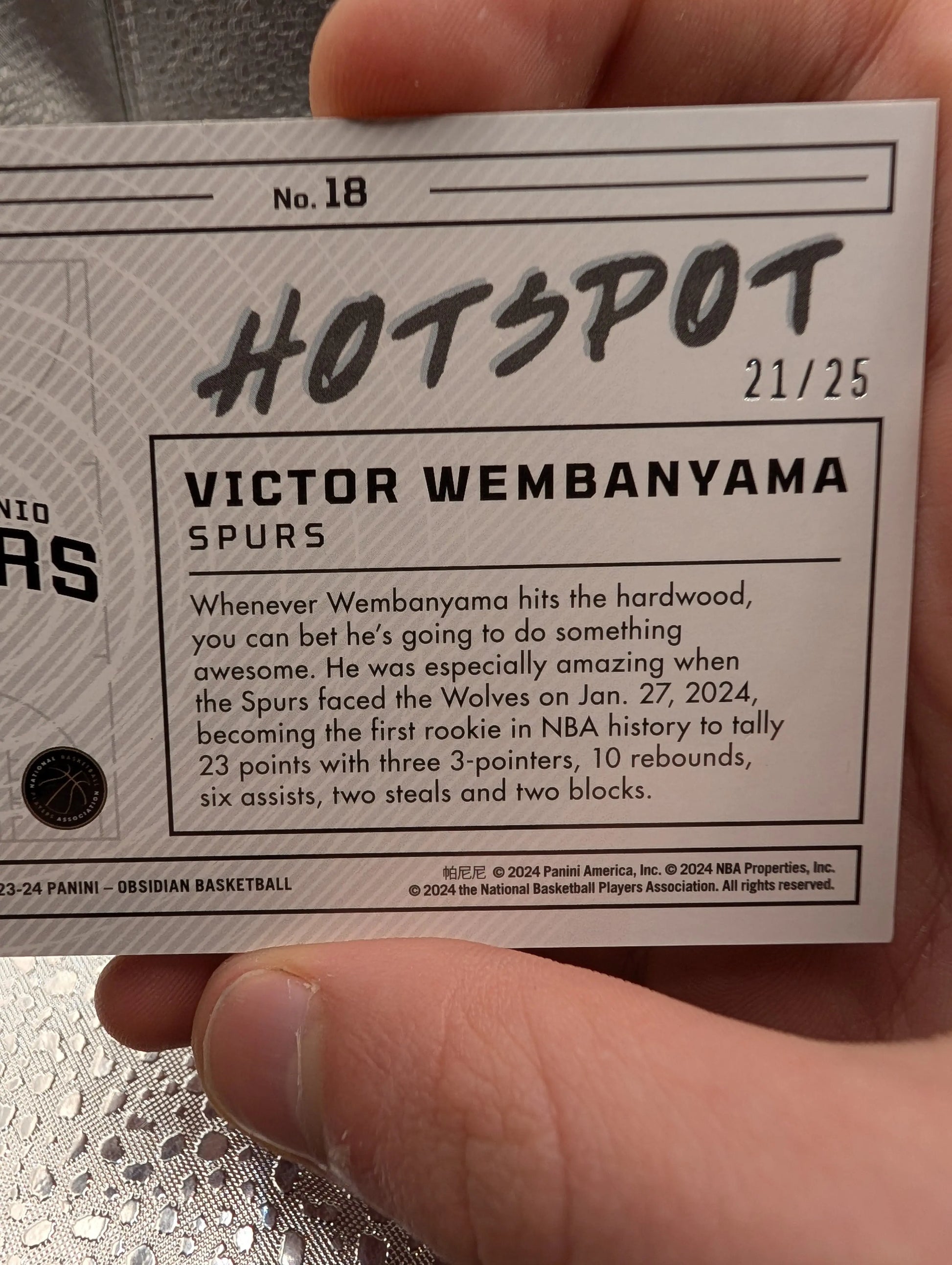 Victor Wembanyama Obsidian Hotspot RC 21/25 FRENLY BRICKS - Open 7 Days