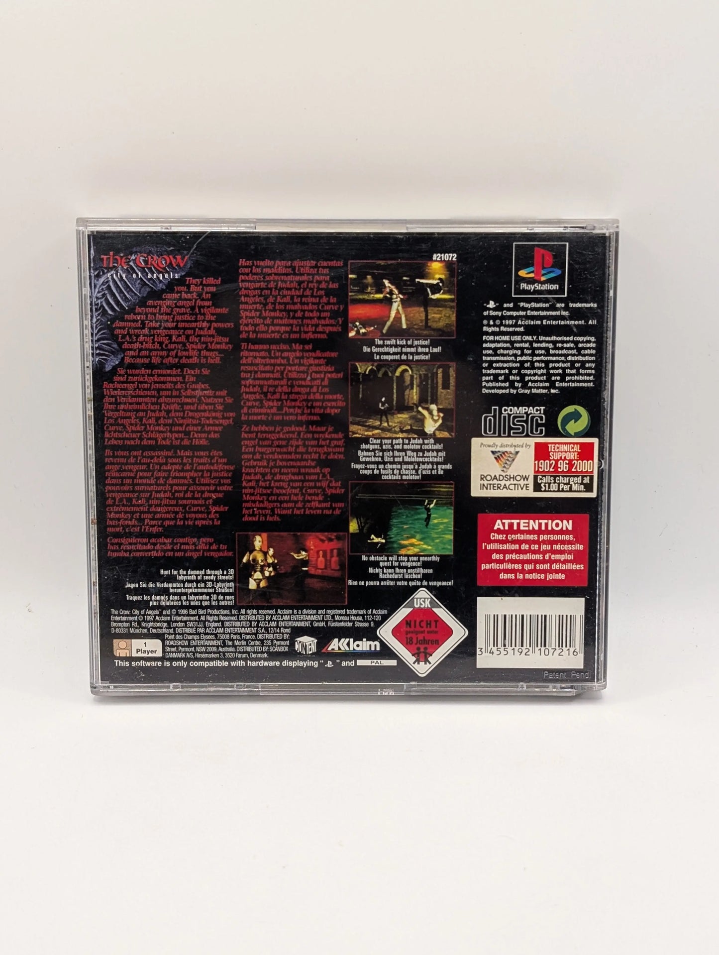 The Crow: City Of Angels + Manual - PS1 - Tested & Working FRENLY BRICKS - Open 7 Days