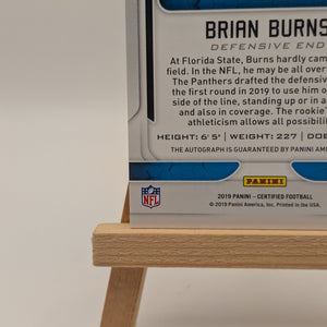 2019 Panini Certified Brian Burns Auto #/25 Rookie Autograph RC #139 Red FRENLY BRICKS - Open 7 Days