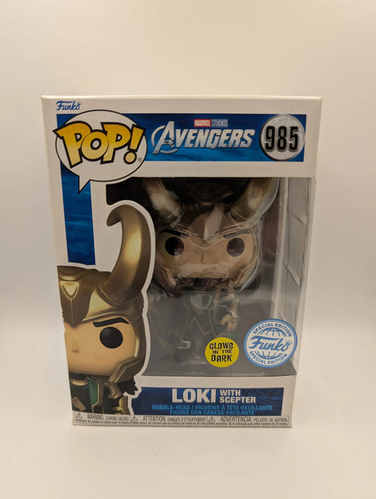 The Avengers - Loki with Scepter Glow in the Dark Pop! Vinyl Figure (RS) #985 FRENLY BRICKS - Open 7 Days