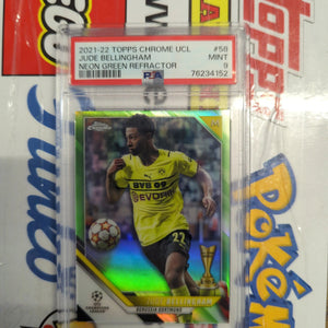 2021-22 Topps Chrome UCL Jude Bellingham NEON GREEN REFRACTOR PSA 9 /99 FRENLY BRICKS - Open 7 Days