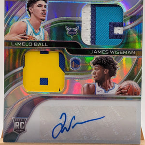 2020-21 Panini Spectra Rookie Dual Patch Auto LaMELO BALL JAMES WISEMAN /5 RC FRENLY BRICKS - Open 7 Days