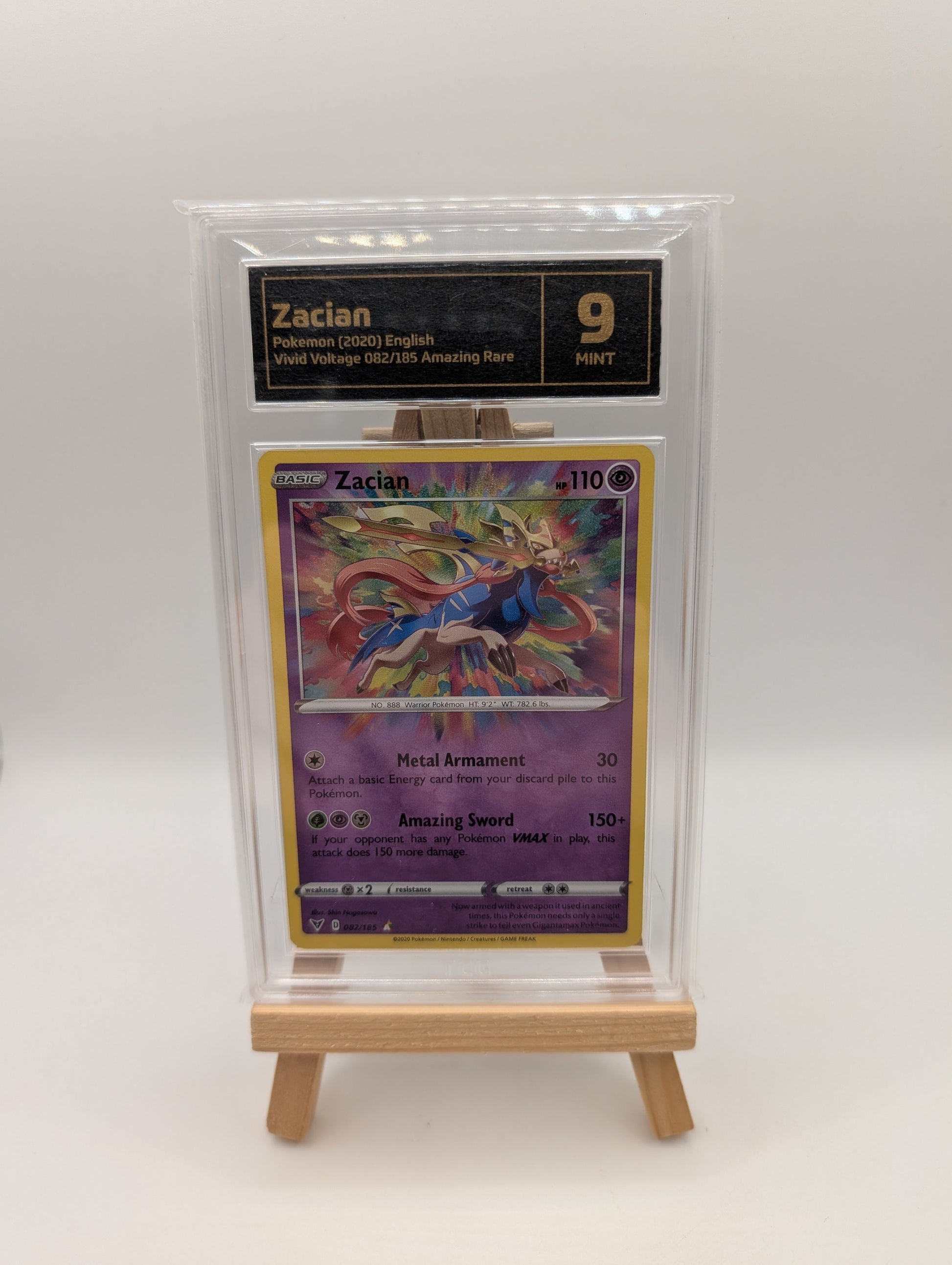 Pokemon Zacian 082/185 Vivid Voltage Amazing Rare Graded 9 FRENLY BRICKS - Open 7 Days