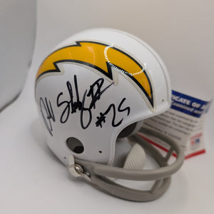 Mini-Helmet: SIGNER DARRELL STUCKEY Rookiegraph Auto Chargers NFL Multi Auto FRENLY BRICKS - Open 7 Days