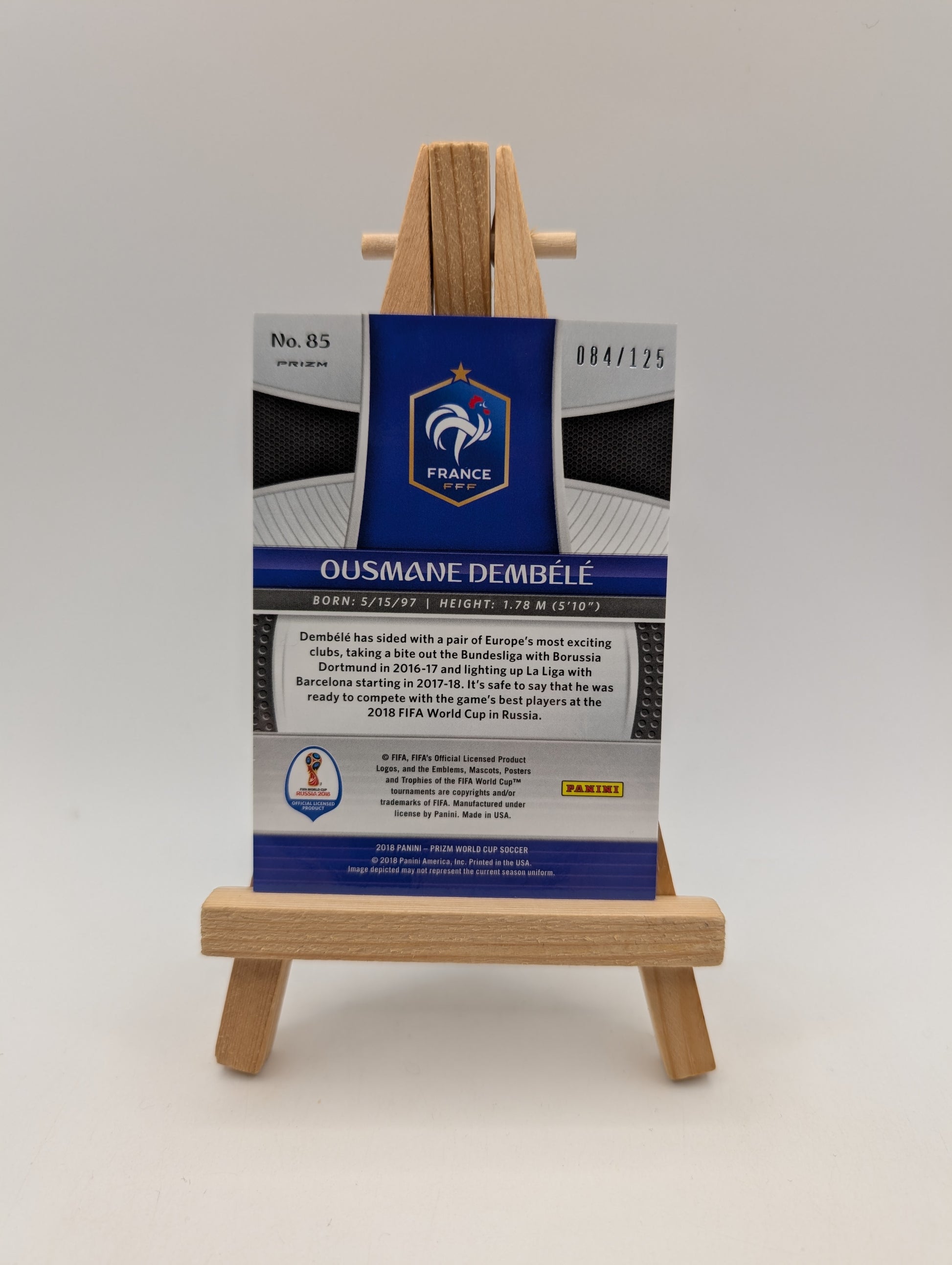 2018 Panini Prizm World Cup #85 Ousmane Dembele Light Blue Lazer #/125 France