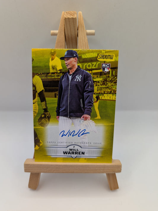 2025 Topps Stadium Club WILL WARREN RC Auto Yellow Yankees On Card FRENLY BRICKS - Open 7 Days