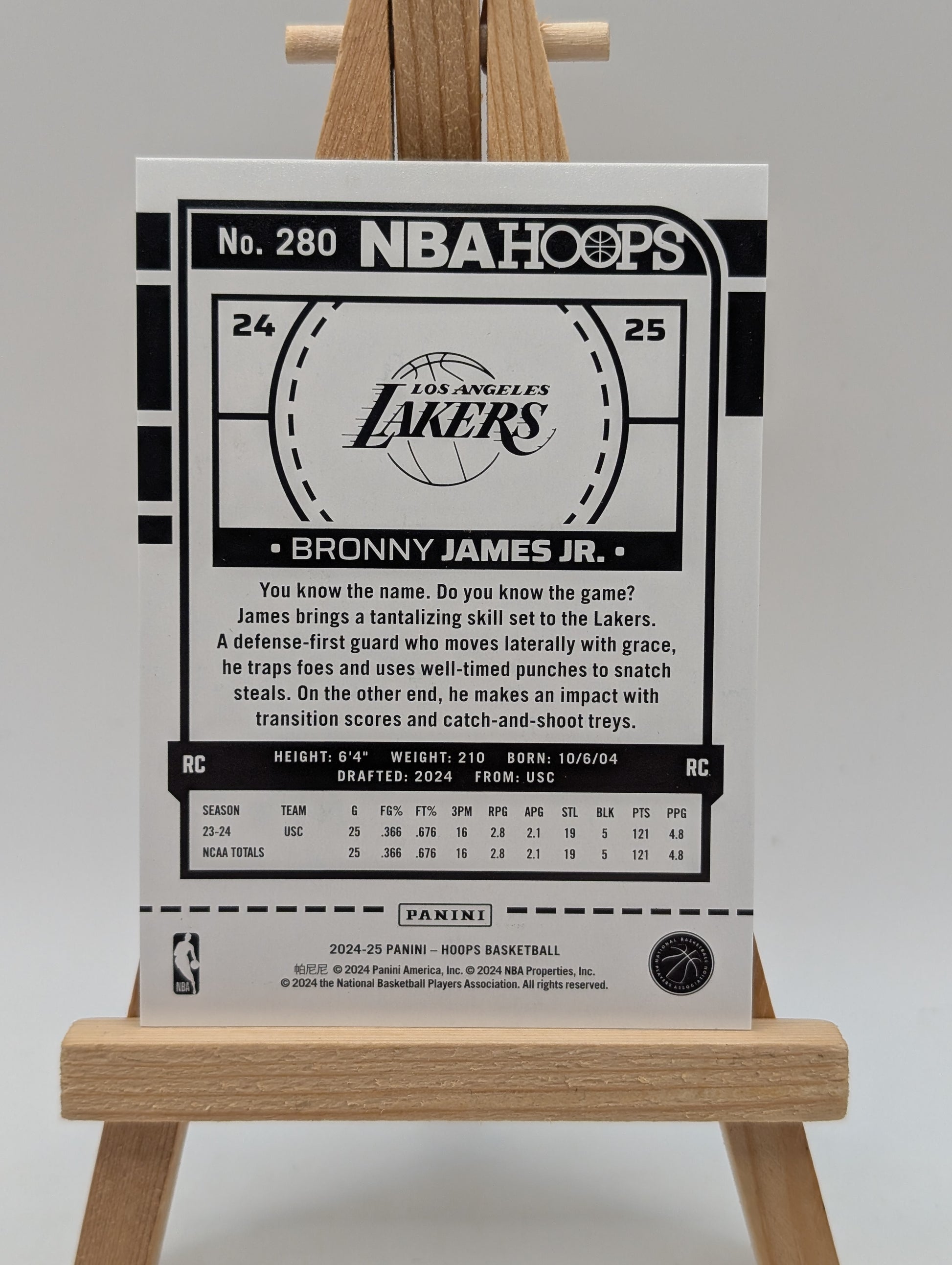 2024-25 BRONNY JAMES JR /99 PANINI HOOPS ROOKIE RC #280