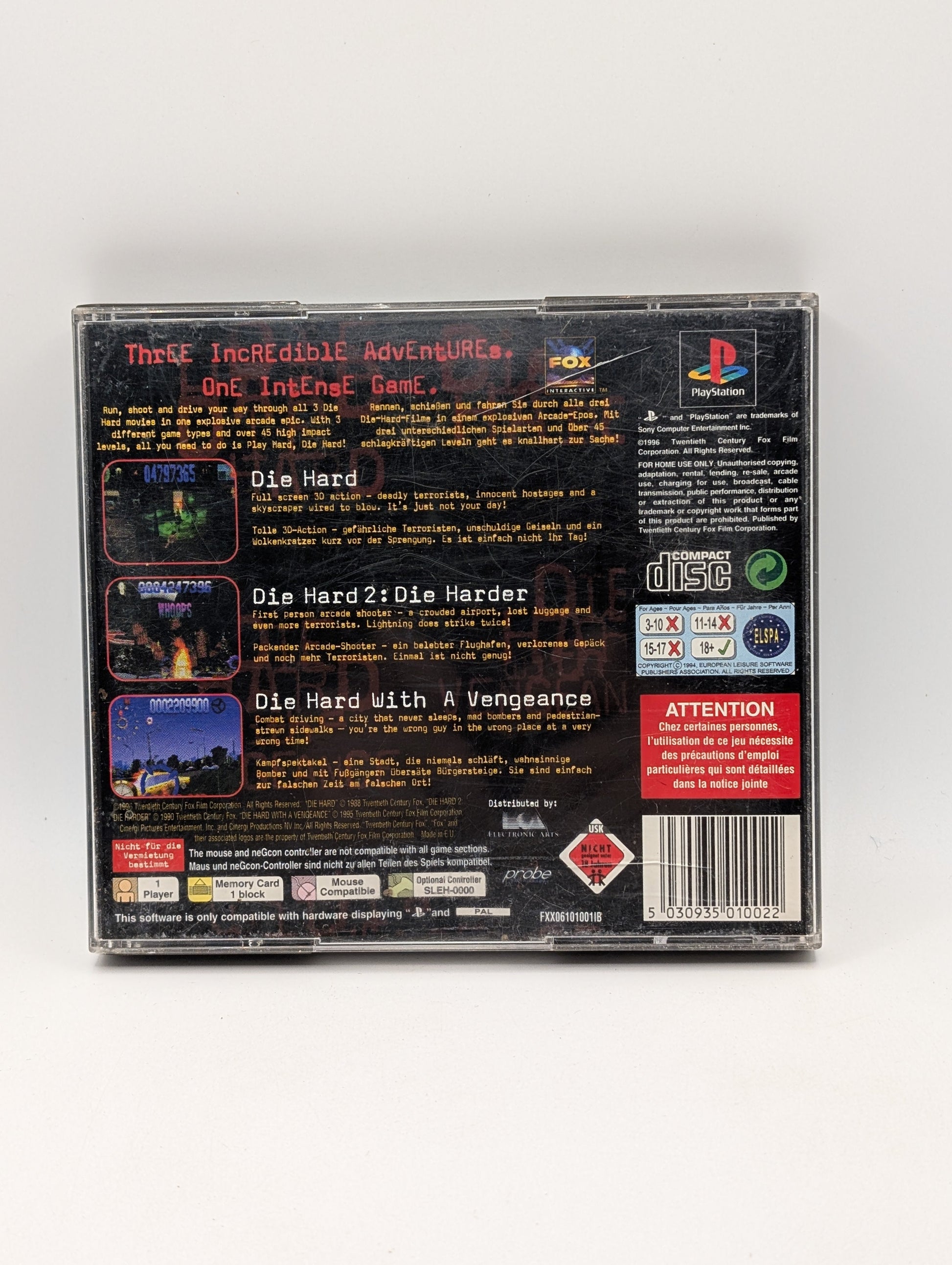 PS1 - Die Hard Trilogy Sony Playstation  One Game with Manual - PAL Tested FRENLY BRICKS - Open 7 Days