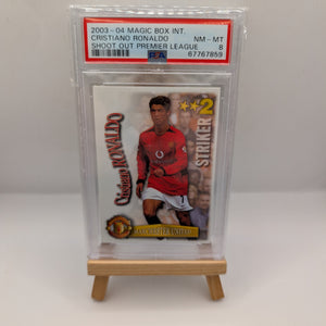 2003 MAGIC BOX INT. SHOOT OUT PREMIER LEAGUE CRISTIANO RONALDO SHOOT OUT PSA 8 FRENLY BRICKS - Open 7 Days