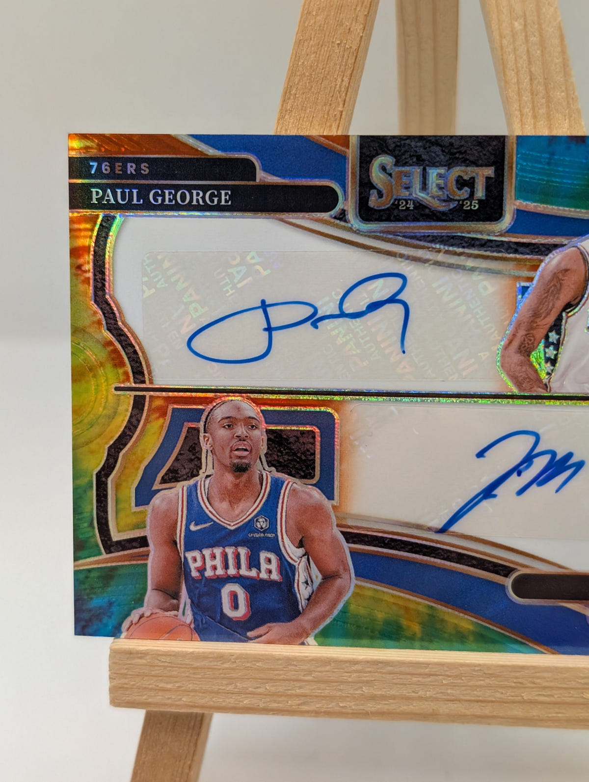 2024-25 Mosaic Select - Paul George, Tyrese Maxey Tie Dye Dual Autographs /25 FRENLY BRICKS - Open 7 Days image 2