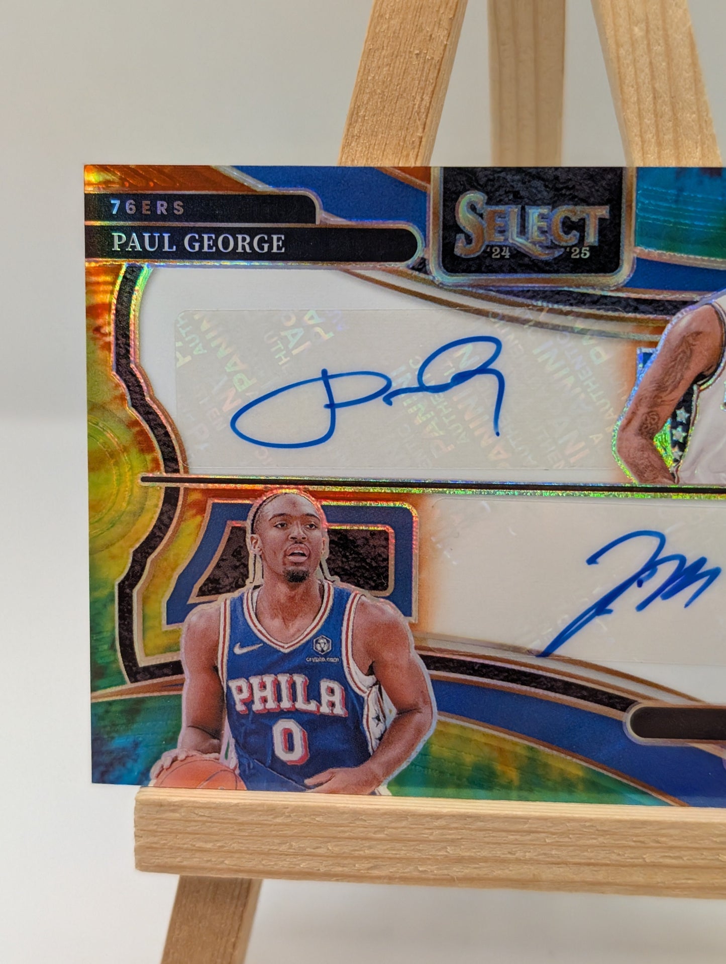 2024-25 Mosaic Select - Paul George, Tyrese Maxey Tie Dye Dual Autographs /25 FRENLY BRICKS - Open 7 Days