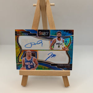 2024-25 Mosaic Select - Paul George, Tyrese Maxey Tie Dye Dual Autographs /25 FRENLY BRICKS - Open 7 Days