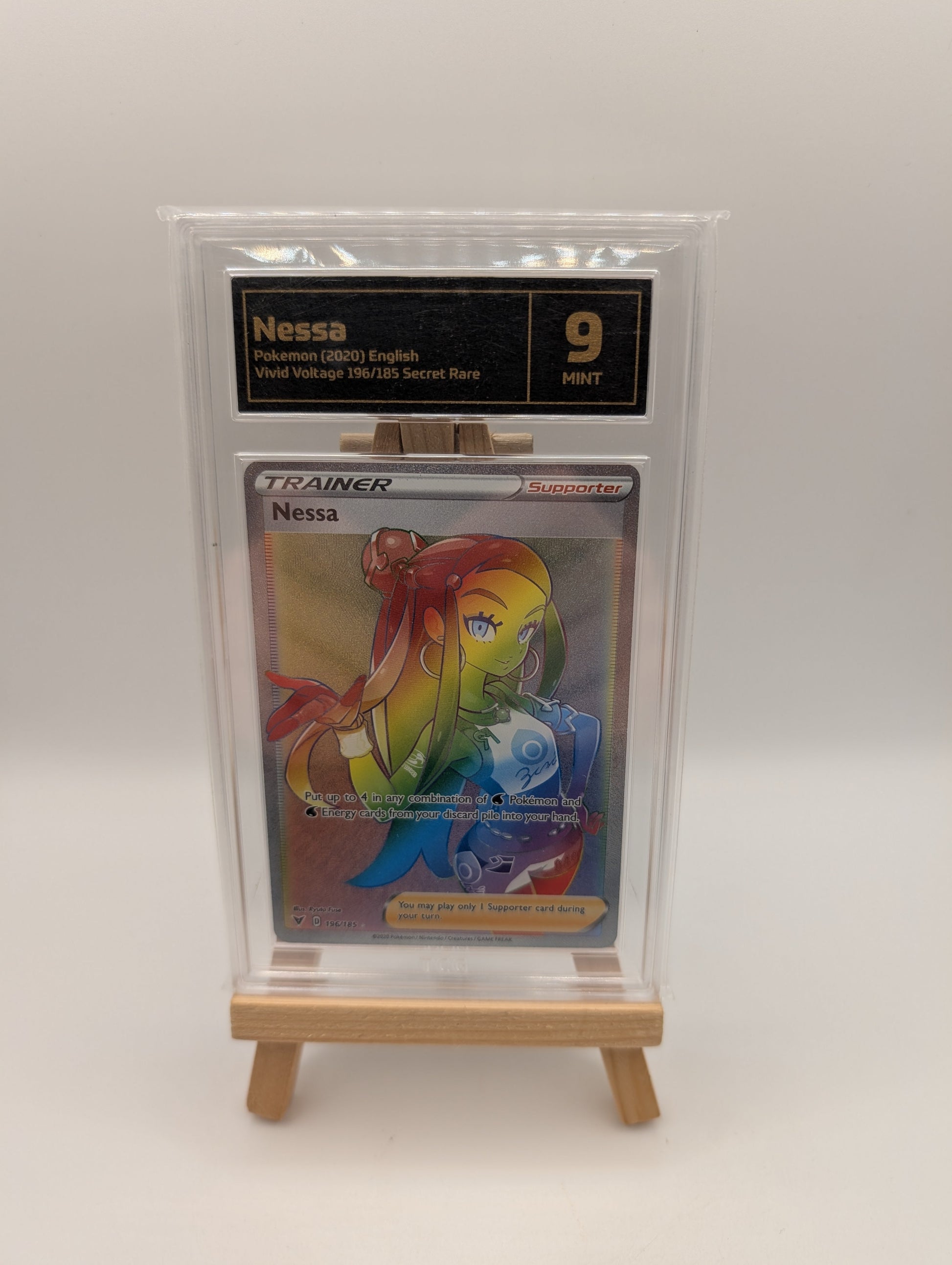 Pokémon TCG Nessa Vivid Voltage 196/185 Holo Secret Rare Graded 9 FRENLY BRICKS - Open 7 Days