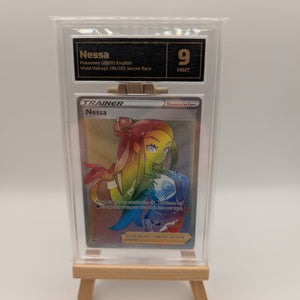Pokémon TCG Nessa Vivid Voltage 196/185 Holo Secret Rare Graded 9 FRENLY BRICKS - Open 7 Days