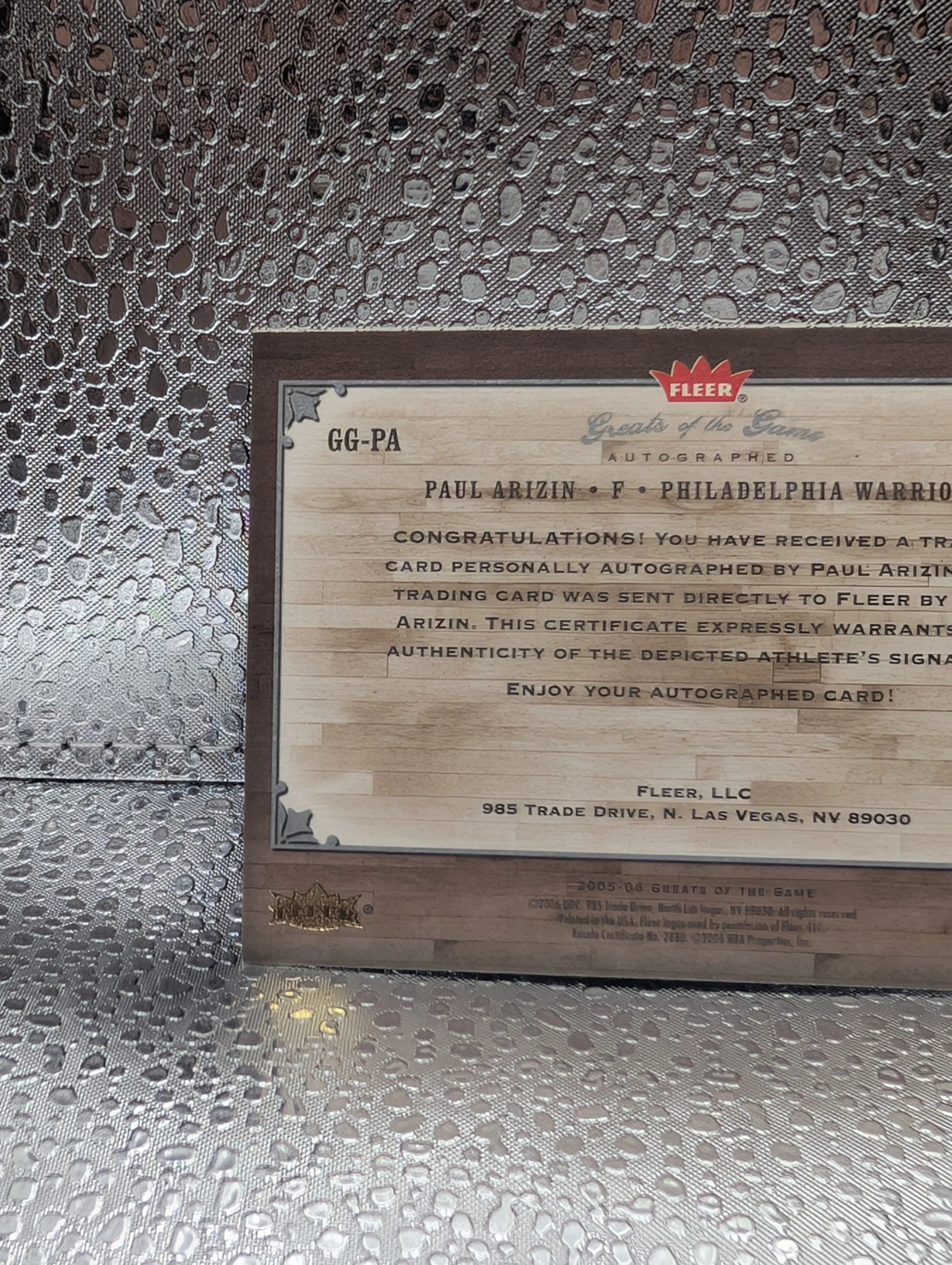 2005-06   Greats of the Game   Autographs #GGPA   Paul Arizin  Basketball FRENLY BRICKS - Open 7 Days