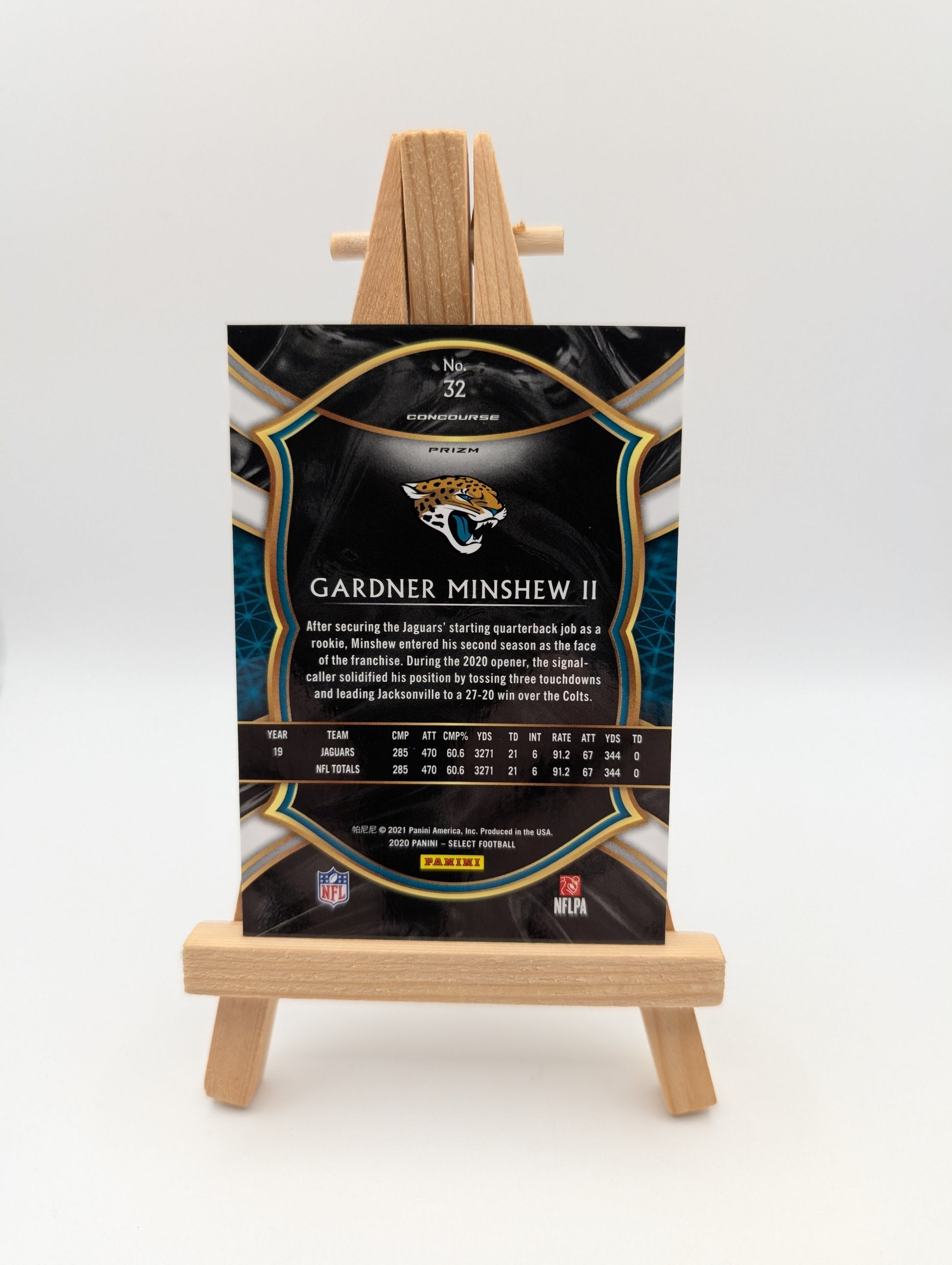 Gardner Minshew Panini 2021 Select Zebra Concourse NFL FRENLY BRICKS - Open 7 Days