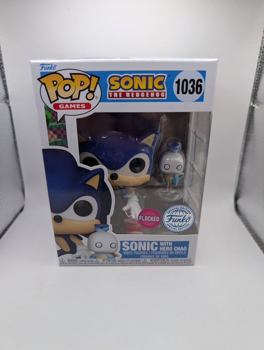 Sonic The Hedgehog #1036 Sonic With Hero Chad Pop Vinyl Flocked FRENLY BRICKS - Open 7 Days