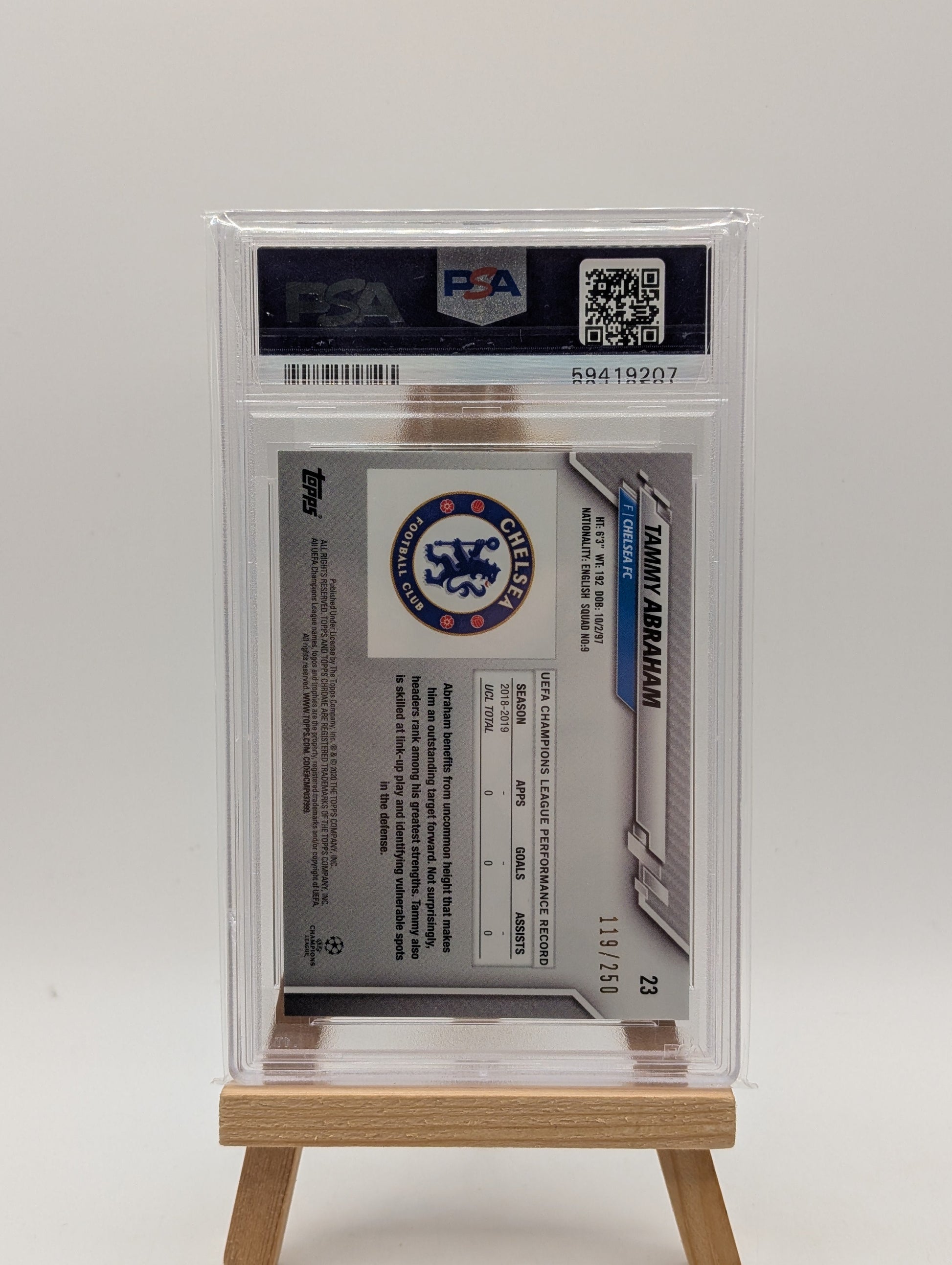 2019 Topps Chrome UEFA Tammy Abraham Purple Refractor #23 Chelsea PSA 9 /250 FRENLY BRICKS - Open 7 Days