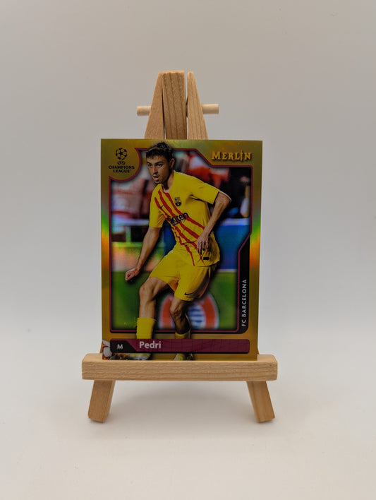 2021-22 Topps Merlin Collection Chrome UCL Gold Refractor /50 Pedri #75