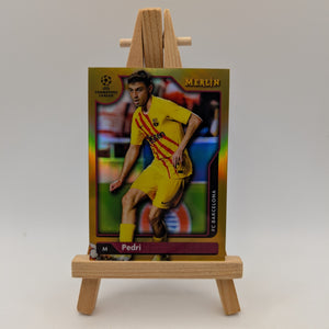 2021-22 Topps Merlin Collection Chrome UCL Gold Refractor /50 Pedri #75