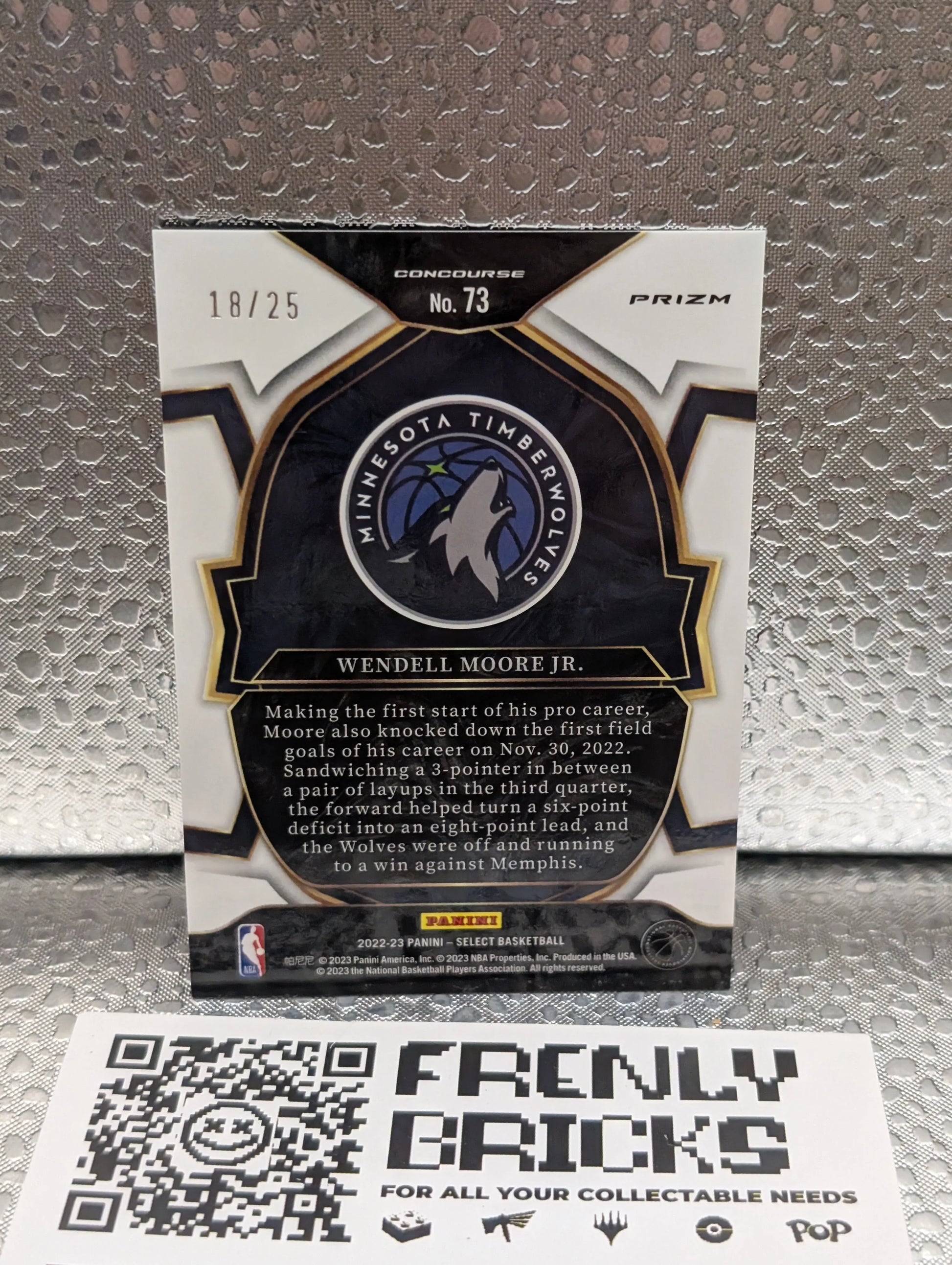 2022-23 Select Prizms Tie-Dye #73 Wendell Moore Jr. /25 FRENLY BRICKS - Open 7 Days