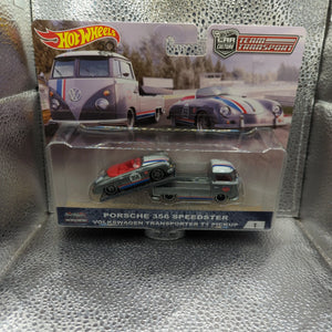 Hot Wheels Team Transport PORSCHE 356A OUTLAW & VW TRANSPORTER T1 PICKUP. #13. FRENLY BRICKS - Open 7 Days