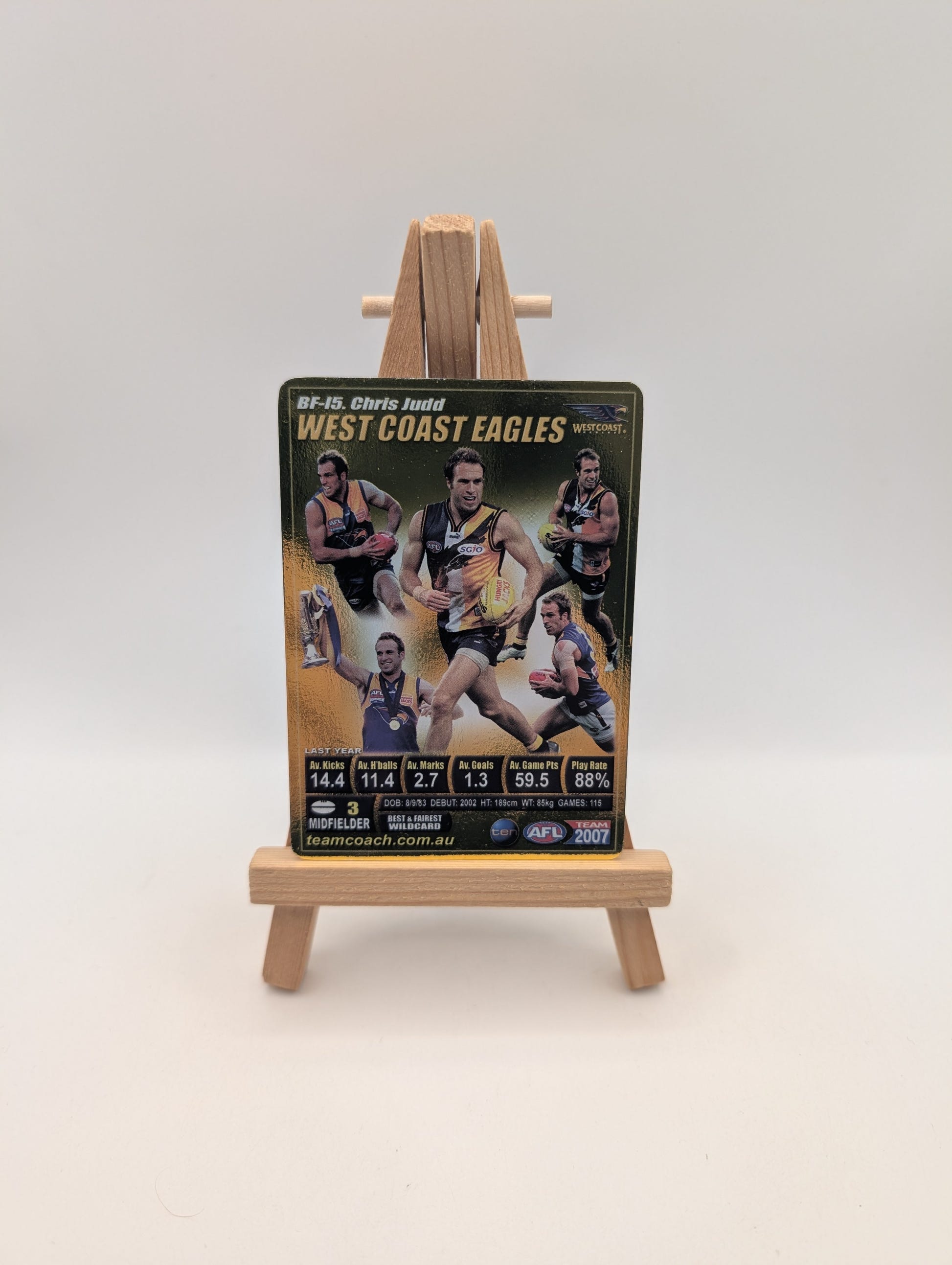 2007 AFL Teamcoach Trading Card GOLD Best & Fairest BF15 Chris Judd FRENLY BRICKS - Open 7 Days image 1