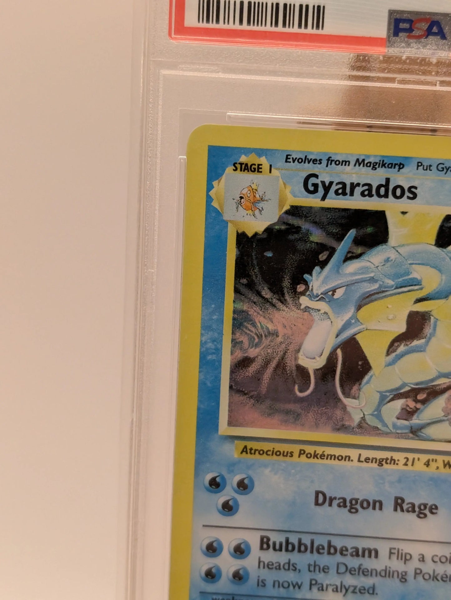 PSA 9 MINT Gyarados 6/102 Base Set Rare Holo Pokemon Card WOTC 1999 FADED FRENLY BRICKS - Open 7 Days
