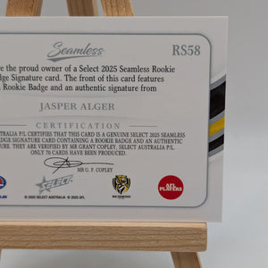 2025 Select Seamless Rookie Patch Signature JASPER ALGER /70 Richmond Tigers FRENLY BRICKS - Open 7 Days