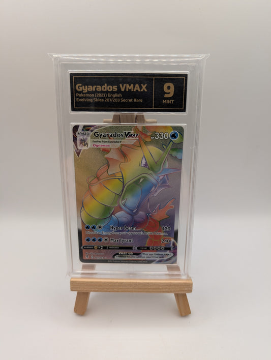 Gyarados Vmax 207/203 Rainbow Rare Evolving Skies Pokemon Card TCG Graded 9 FRENLY BRICKS - Open 7 Days