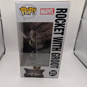 MARVEL COLLECTOR CORPS EXCLUSIVE - ROCKET WITH GROOT Funko Pop (#211) FRENLY BRICKS - Open 7 Days