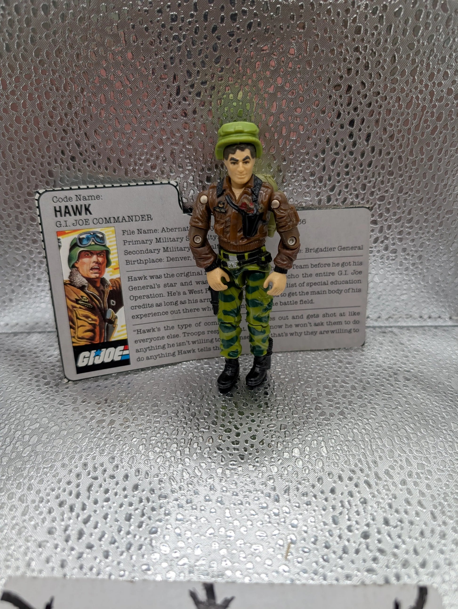1986 G.I. Joe General Hawk with card FRENLY BRICKS - Open 7 Days