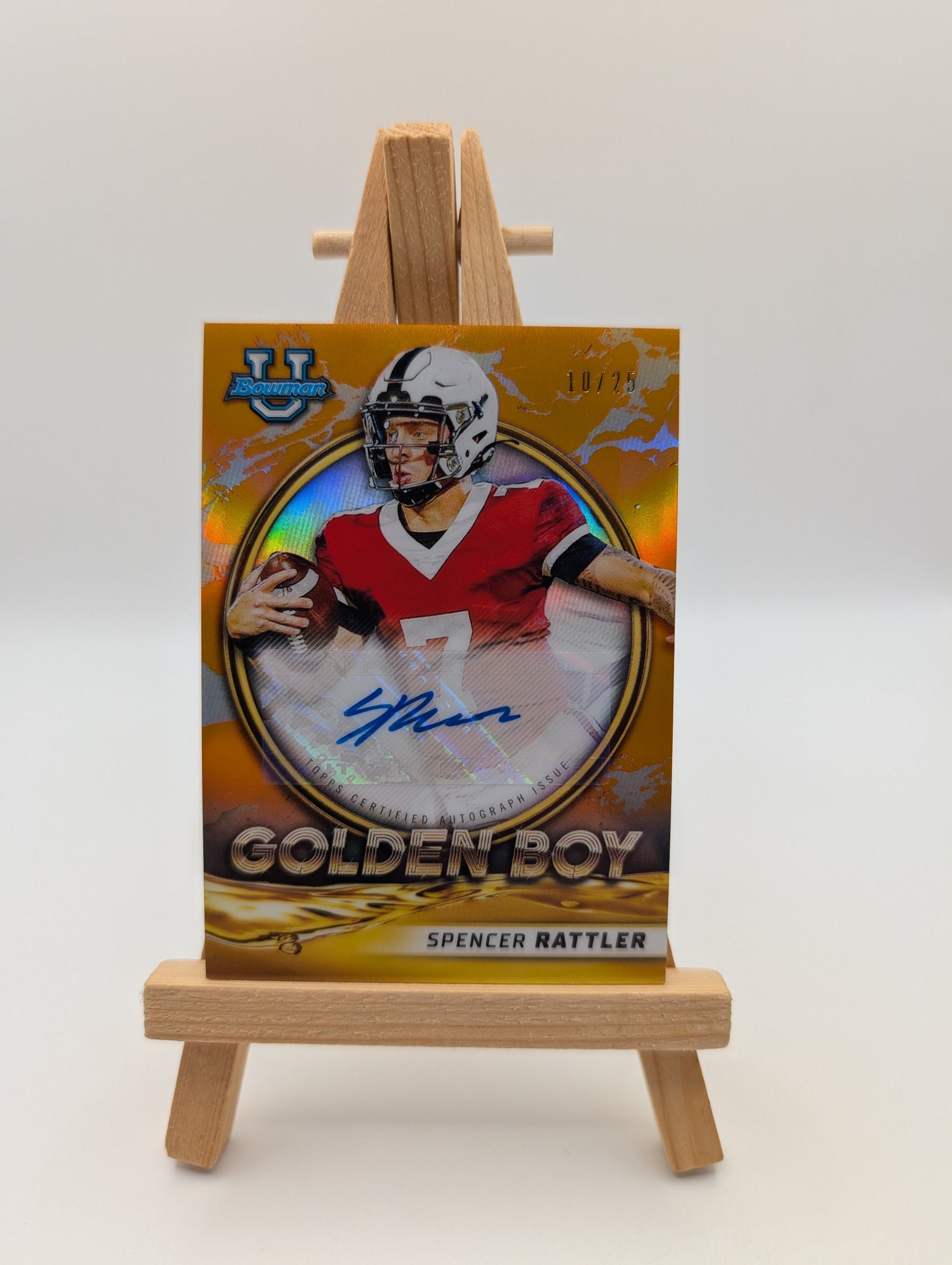 SPENCER RATTLER 2021 Bowman University Golden Boy Auto ORANGE REFRACTOR /25 RARE FRENLY BRICKS - Open 7 Days