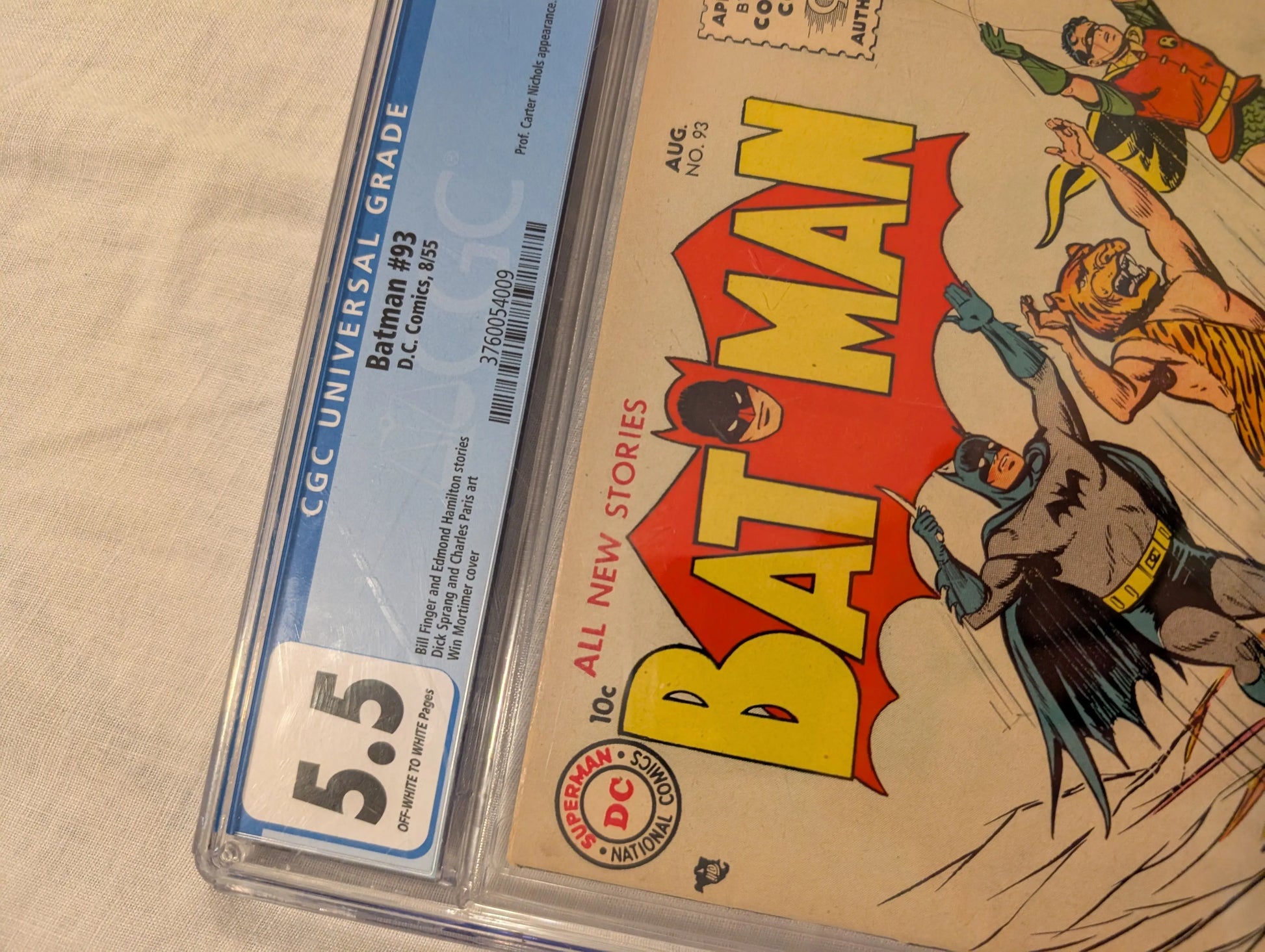 Batman #93 CGC 5.5 DC Detective Comics 1955 Win Mortimer Prof Carter Nichols App FRENLY BRICKS - Open 7 Days