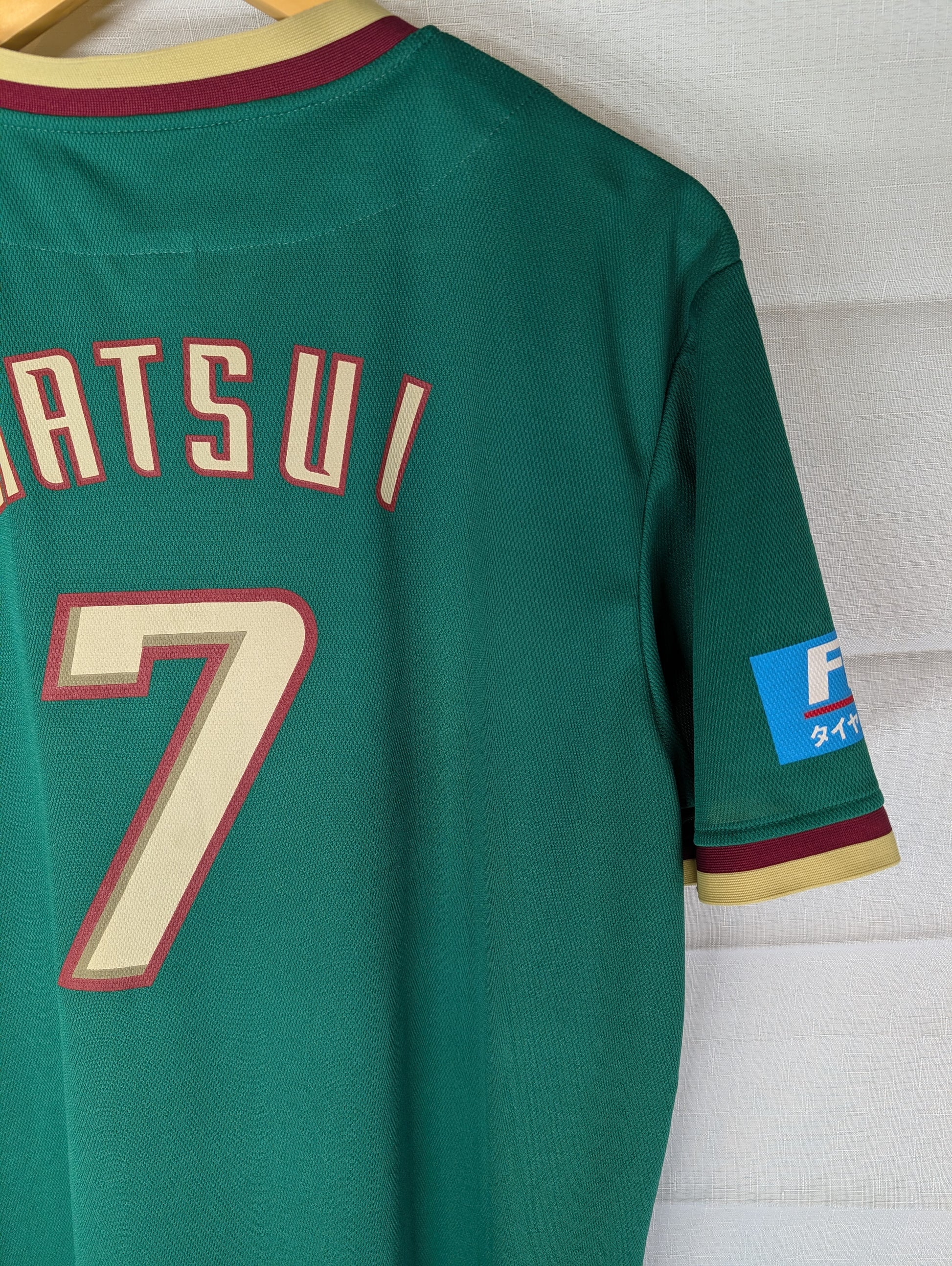 Nippon Baseball Tohoku Rakuten "Matsui #7" Greens Jersey Fuji Sponsor Large