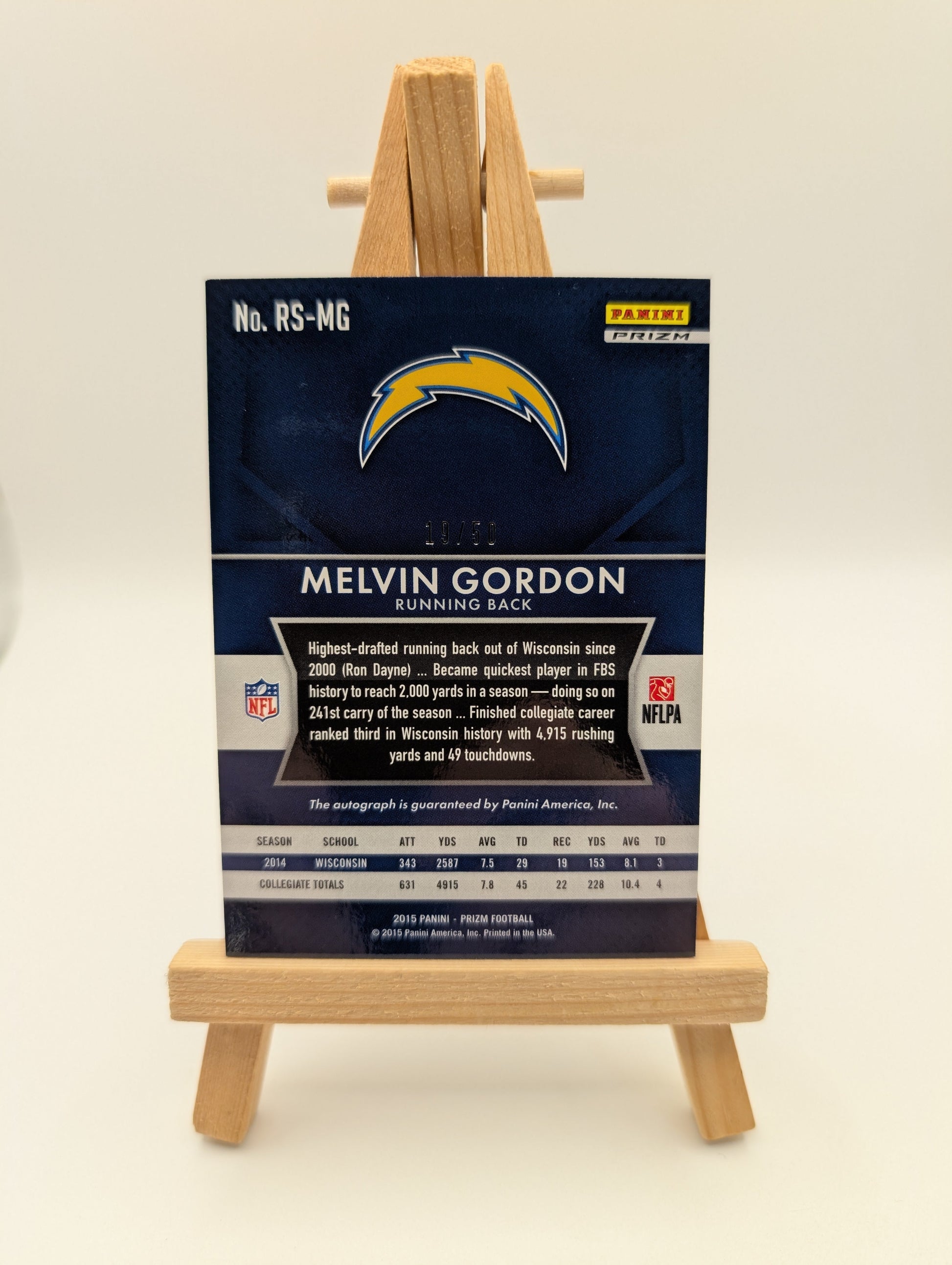 2015 Prizm Melvin Gordon Rookie RC Rookie Auto #RS-MG Chargers /50 FRENLY BRICKS - Open 7 Days