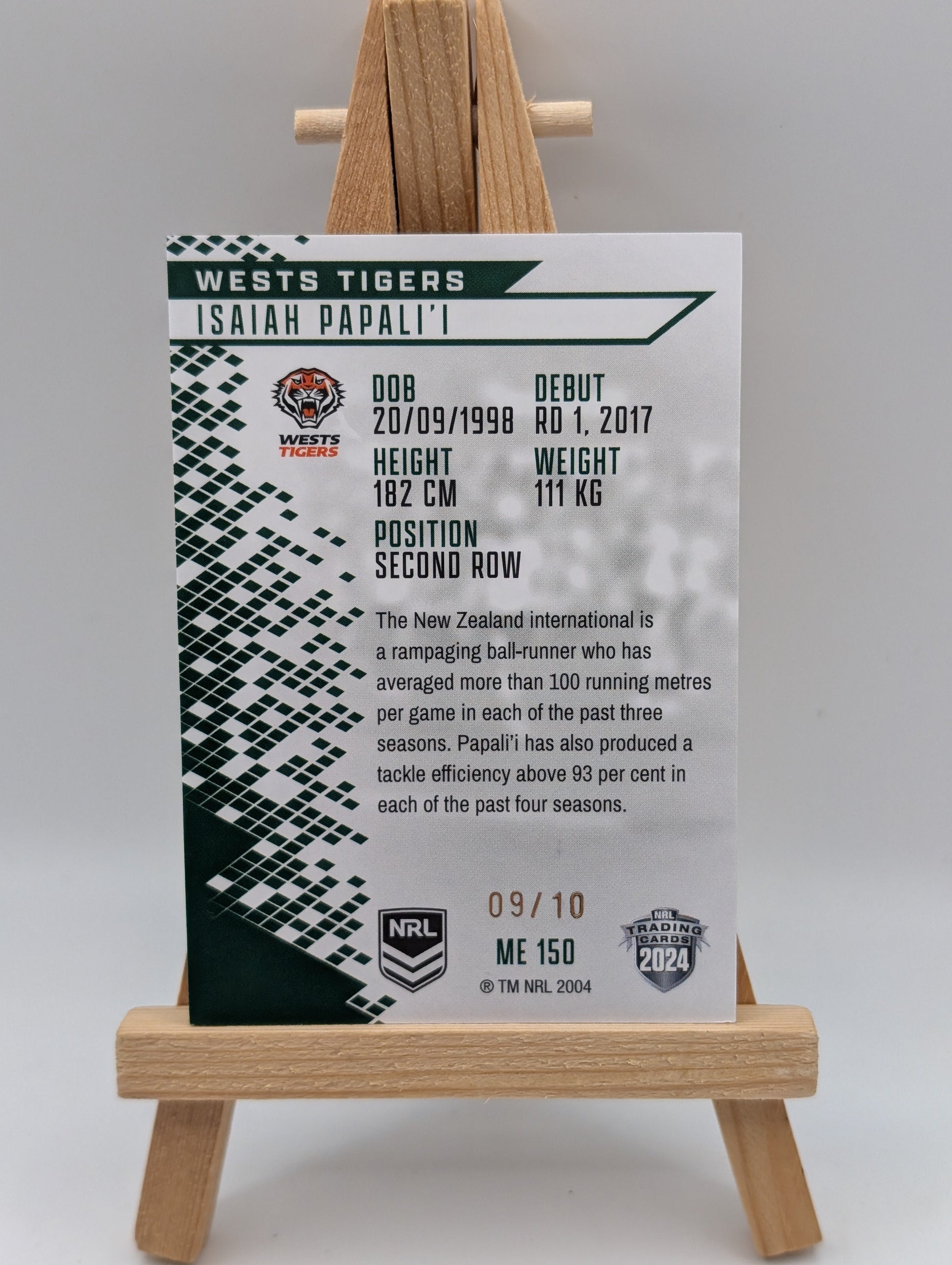 2024 NRL Elite MR150 Isaiah Papali’i Tigers /10 Emerald FRENLY BRICKS - Open 7 Days